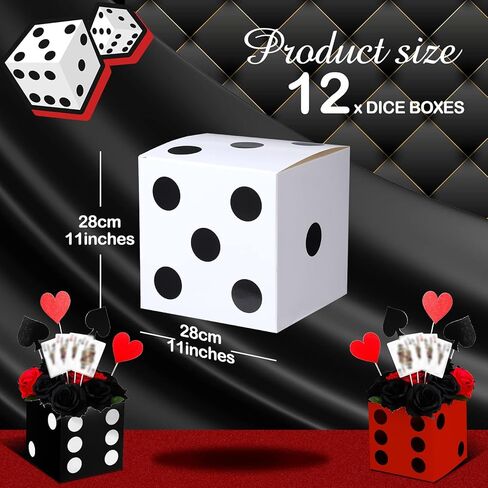 Ctosree 12 Pcs Large Casino Dice Boxes 11 in Casino Theme Party Decoration Vegas Jumbo Giant Dice Centerpieces Table Top Dice Casino Night Graduation Prom Birthday Party Supply(Black, White, Red) in Saudi Arabia