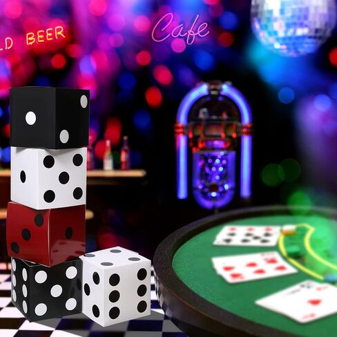 Ctosree 12 Pcs Large Casino Dice Boxes 11 in Casino Theme Party Decoration Vegas Jumbo Giant Dice Centerpieces Table Top Dice Casino Night Graduation Prom Birthday Party Supply(Black, White, Red) in Saudi Arabia