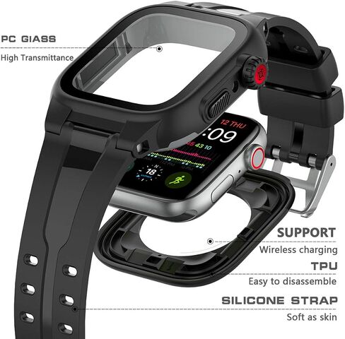 YOGRE Apple Watch 44mm Case Series 6/5/4/SE، حافظة واقية مقاومة للماء مع واقي شاشة مدمج، حافظة مقاومة للغبار والصدمات لسلسلة iWatch 6/5/4/SE in Kuwait