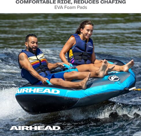 أنابيب قابلة للقطر بتأثير تموج Airhead 2-3 أنبوب قابل للقطر للراكب للقوارب والرياضات المائية نظام سحب Kwik-Connect بغطاء كامل من النايلون وزعانف داعمة وأنابيب قارب وأنابيب صمام سرعة حاصلة على براءة اختراع in Kuwait