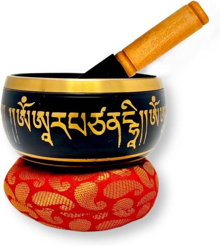 HASHCART® Tibetan Singing Bowl Set - 4.2 Inch Handcrafted Meditation Sound Bowl with Cushion and Wooden Mallet for Chakra, Mindfulness, Stress Relief - Unique Spiritual Gifts in Saudi Arabia