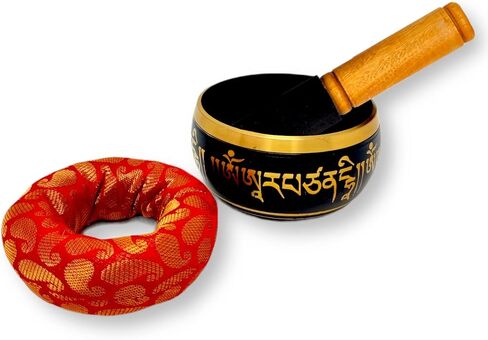 HASHCART® Tibetan Singing Bowl Set - 4.2 Inch Handcrafted Meditation Sound Bowl with Cushion and Wooden Mallet for Chakra, Mindfulness, Stress Relief - Unique Spiritual Gifts in Saudi Arabia