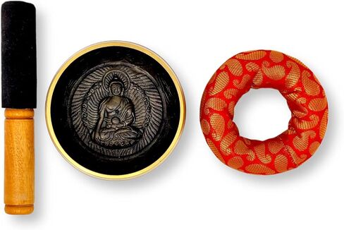 HASHCART® Tibetan Singing Bowl Set - 4.2 Inch Handcrafted Meditation Sound Bowl with Cushion and Wooden Mallet for Chakra, Mindfulness, Stress Relief - Unique Spiritual Gifts in Saudi Arabia