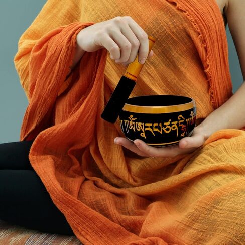 HASHCART® Tibetan Singing Bowl Set - 4.2 Inch Handcrafted Meditation Sound Bowl with Cushion and Wooden Mallet for Chakra, Mindfulness, Stress Relief - Unique Spiritual Gifts in Saudi Arabia
