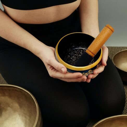 HASHCART® Tibetan Singing Bowl Set - 4.2 Inch Handcrafted Meditation Sound Bowl with Cushion and Wooden Mallet for Chakra, Mindfulness, Stress Relief - Unique Spiritual Gifts in Saudi Arabia