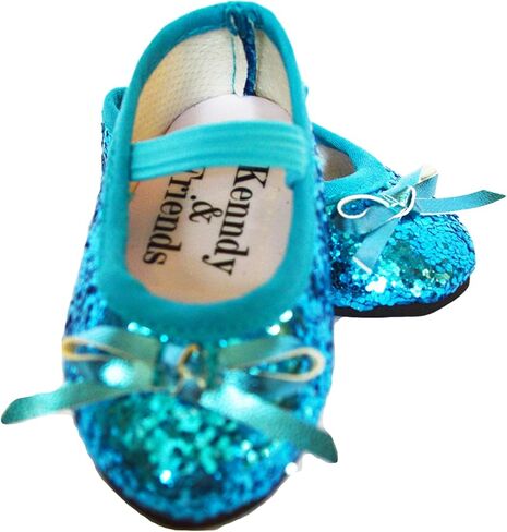 Blue Sparkle Flats Fits 18 Inch Girl Dolls- 18 Inch Doll Shoes in Kuwait