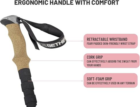 أقطاب G2 Hiker للرحلات سيرًا على الأقدام تلسكوبية/سبائك ألومنيوم/قبضة إسفنجية EVA/قبضة فلين/حزام معصم مبطن بالفوم/حزام قابل للتعديل تلقائيًا/قفل سريع الوجه (عبوة من قطبين). أصفر/أزرق in Kuwait