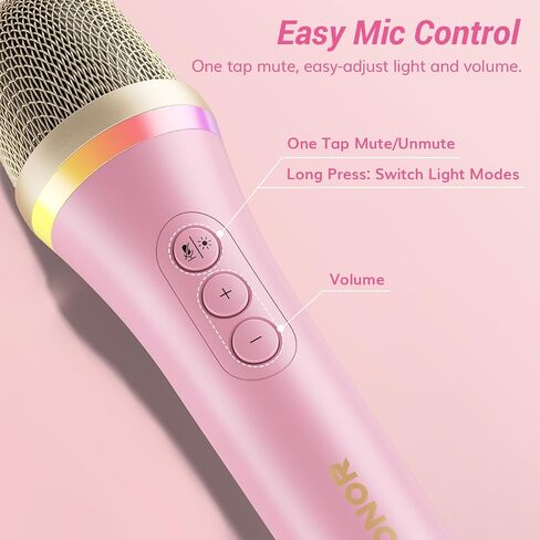 TONOR USB/Type C Dynamic Microphone for PC, RGB Podcast Computer Gaming Mic with Boom Arm for Recording, Live, Streaming, YouTube, Singing, Studio,Karaoke Microfono with Quick Mute Button Pink in Saudi Arabia