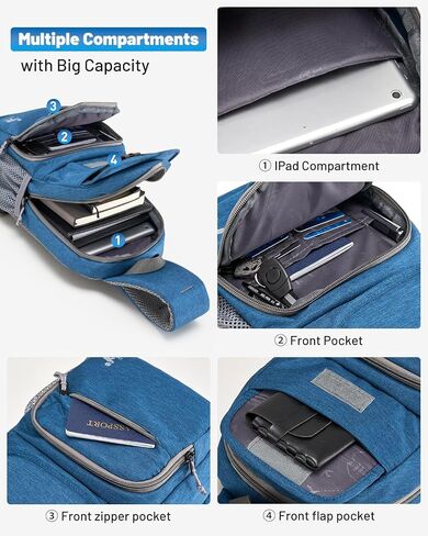 حقيبة ظهر OIWAS Sling Bag للرجال، حقيبة ظهر بحزام واحد للتنزه سيرًا على الأقدام وحقيبة صدر للنساء in Kuwait