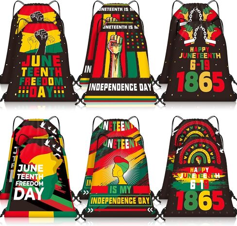 Jetec 12 Pieces Happy Juneteenth Day Drawstring Backpack Bag Juneteenth Party Sack Pack Black Freedom Day Drawstring Bags Black History Month String Backpack Happy Juneteenth Day Party Favor Bags in Saudi Arabia