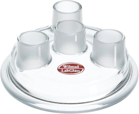 غطاء وعاء التفاعل المصبوب ذو الحافة المسطحة ذات 4 رقبة من Wilmad-LabGlass LG-8081-100، مستدق قياسي 24/40 مركز - رقبة جانبية 24/40 in Kuwait