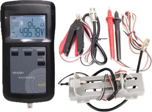 4 Wire Battery Tester, Lithium Battery Internal Resistance Meter, NiMH Lead-Acid Alkaline Voltage & IR Tester, Battery Pack Cell Analyzer with Probes, Battery Holder, mΩ/Ω (YR1035+) in Saudi Arabia