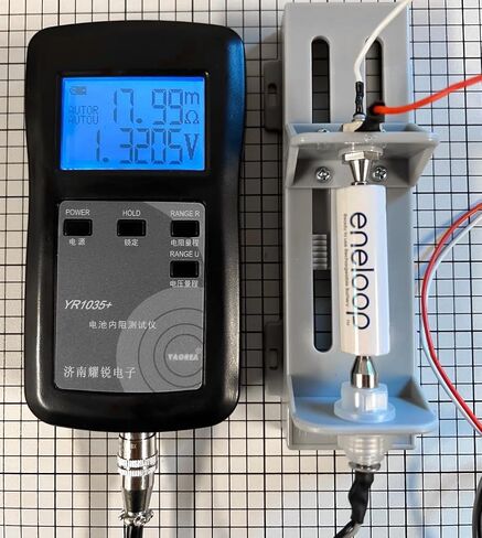 4 Wire Battery Tester, Lithium Battery Internal Resistance Meter, NiMH Lead-Acid Alkaline Voltage & IR Tester, Battery Pack Cell Analyzer with Probes, Battery Holder, mΩ/Ω (YR1035+) in Saudi Arabia