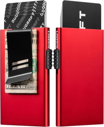 محفظة بطاقات DUGRAFT للرجال، حامل بطاقات الائتمان، حامل بطاقات منبثقة RFID، محفظة نسائية صغيرة الحجم، محفظة RFID نحيفة مع مشبك نقود، تحمل 5-6 بطاقات in Kuwait