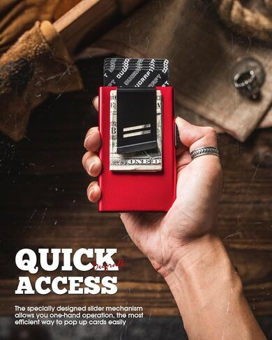 محفظة بطاقات DUGRAFT للرجال، حامل بطاقات الائتمان، حامل بطاقات منبثقة RFID، محفظة نسائية صغيرة الحجم، محفظة RFID نحيفة مع مشبك نقود، تحمل 5-6 بطاقات in Kuwait