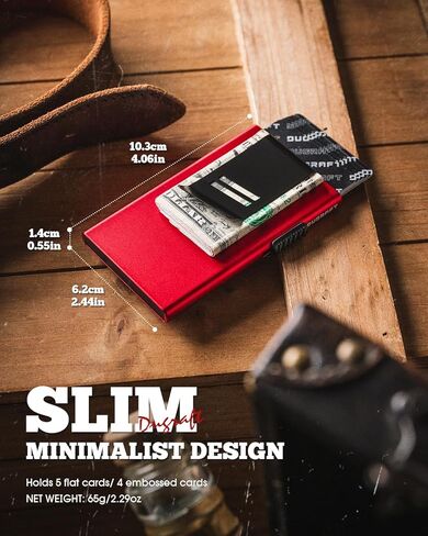 محفظة بطاقات DUGRAFT للرجال، حامل بطاقات الائتمان، حامل بطاقات منبثقة RFID، محفظة نسائية صغيرة الحجم، محفظة RFID نحيفة مع مشبك نقود، تحمل 5-6 بطاقات in Kuwait
