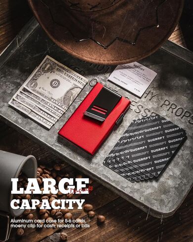 محفظة بطاقات DUGRAFT للرجال، حامل بطاقات الائتمان، حامل بطاقات منبثقة RFID، محفظة نسائية صغيرة الحجم، محفظة RFID نحيفة مع مشبك نقود، تحمل 5-6 بطاقات in Kuwait