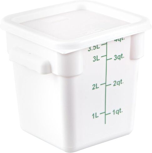 أدوات المطاعم - الغطاء فقط: غطاء بلاستيكي أبيض من Met Lux مقاس 7.5 × 7.5 بوصة، غطاء حاوية تخزين متين - يناسب 2 و4 كوارت، علامة تبويب سحب الزاوية، غطاء حاوية تخزين الطعام، لتأمين المحتويات in Kuwait