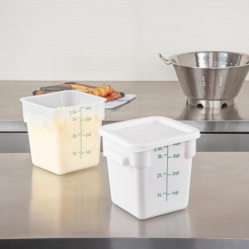 أدوات المطاعم - الغطاء فقط: غطاء بلاستيكي أبيض من Met Lux مقاس 7.5 × 7.5 بوصة، غطاء حاوية تخزين متين - يناسب 2 و4 كوارت، علامة تبويب سحب الزاوية، غطاء حاوية تخزين الطعام، لتأمين المحتويات in Kuwait