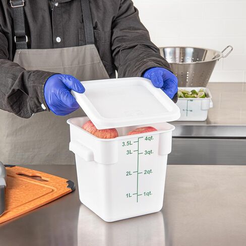 أدوات المطاعم - الغطاء فقط: غطاء بلاستيكي أبيض من Met Lux مقاس 7.5 × 7.5 بوصة، غطاء حاوية تخزين متين - يناسب 2 و4 كوارت، علامة تبويب سحب الزاوية، غطاء حاوية تخزين الطعام، لتأمين المحتويات in Kuwait