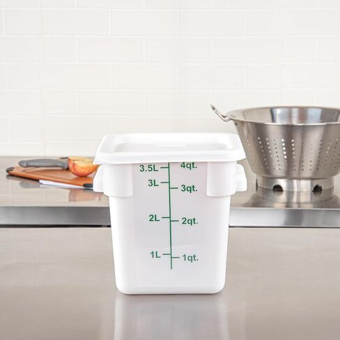 أدوات المطاعم - الغطاء فقط: غطاء بلاستيكي أبيض من Met Lux مقاس 7.5 × 7.5 بوصة، غطاء حاوية تخزين متين - يناسب 2 و4 كوارت، علامة تبويب سحب الزاوية، غطاء حاوية تخزين الطعام، لتأمين المحتويات in Kuwait