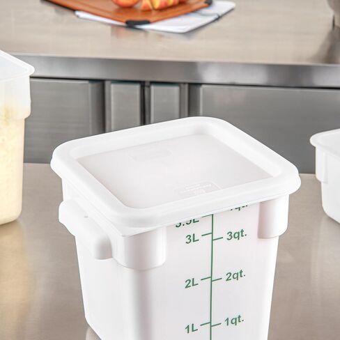 أدوات المطاعم - الغطاء فقط: غطاء بلاستيكي أبيض من Met Lux مقاس 7.5 × 7.5 بوصة، غطاء حاوية تخزين متين - يناسب 2 و4 كوارت، علامة تبويب سحب الزاوية، غطاء حاوية تخزين الطعام، لتأمين المحتويات in Kuwait