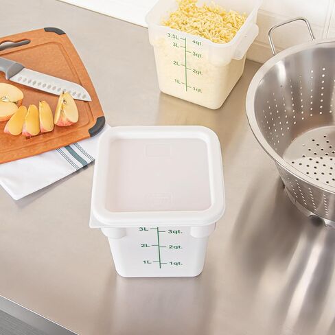 أدوات المطاعم - الغطاء فقط: غطاء بلاستيكي أبيض من Met Lux مقاس 7.5 × 7.5 بوصة، غطاء حاوية تخزين متين - يناسب 2 و4 كوارت، علامة تبويب سحب الزاوية، غطاء حاوية تخزين الطعام، لتأمين المحتويات in Kuwait