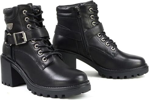 Milwaukee Leather MBL9316 Women's Black Leather Lace-Up Motorcycle Biker Riding Boot with Harness Ring - 6 in Saudi Arabia