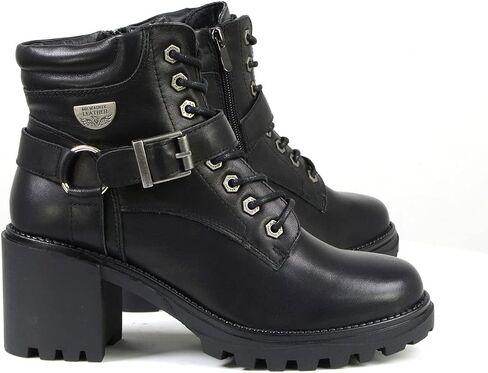 Milwaukee Leather MBL9316 Women's Black Leather Lace-Up Motorcycle Biker Riding Boot with Harness Ring - 6 in Saudi Arabia