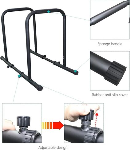 Adomove 1200lbs Heavy Duty Adjustable Height Strength Training Dip Stands Station, Home Gym Fitness Workout Dip bar Station,Tricep Dips, Pull-Ups, Push-Ups in Saudi Arabia