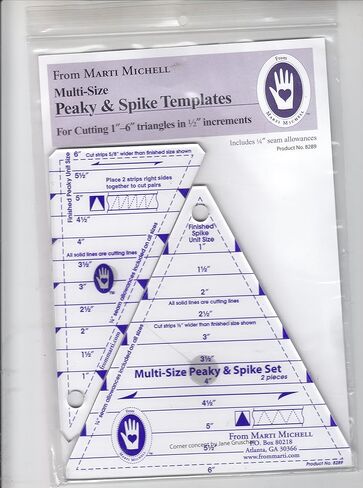 Multi-Size Peaky and Spike Templates from Marti Michell: for Cutting 1-Inch to 6-Inch Triangles in Half-Inch Increments in Kuwait