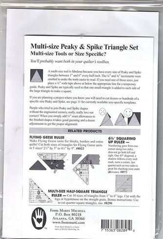 Multi-Size Peaky and Spike Templates from Marti Michell: for Cutting 1-Inch to 6-Inch Triangles in Half-Inch Increments in Kuwait