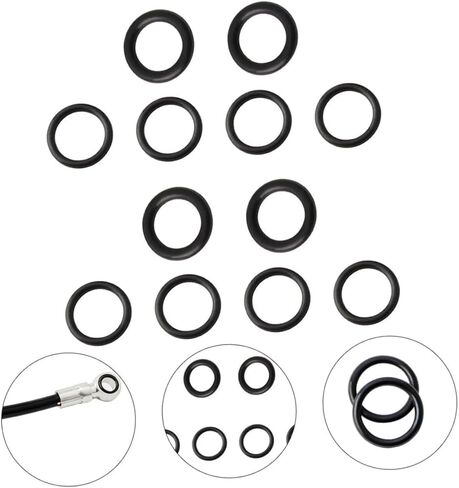 RUNROTOO 12 قطعة دراجة قرص الفرامل الفرجار o حلقة مجموعات الدراجات اكسسوارات الفرامل الفرجار التمهيد الفرامل الفرجار ختم كسر حبل حزام الفرجار ختم أجزاء غسالة عدة الدراجة الفرجار ختم سلسلة الغيار in Kuwait