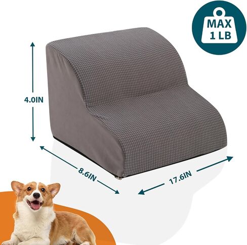 Dog Steps for Small Dog, Dog Stairs for High Beds and Couch, 12" High 2-Step High Density Foam Pet Stairs for Dogs Injured, Older Dogs Cats, Pet with Joint Pain (Grey) in Saudi Arabia