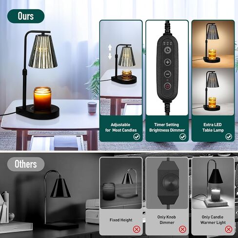 GUVOP Electric Candle Warmer Lamp with Timer, Adjustable Height & Brightness, 2-in-1 Scented Wax Melter Lantern & Desk Lamp, Perfect Home Decor & Gift in Saudi Arabia