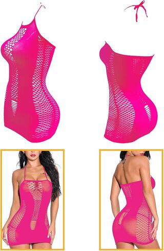 FasiCat Womens Lingerie Sexy Lingerie Set, See Through Mini Dress Fishnet Bodysuits Sexy Nightgowns for Women in Kuwait