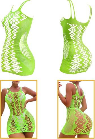 FasiCat Womens Lingerie Sexy Lingerie Set, See Through Mini Dress Fishnet Bodysuits Sexy Nightgowns for Women in Kuwait