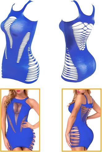 FasiCat Womens Lingerie Sexy Lingerie Set, See Through Mini Dress Fishnet Bodysuits Sexy Nightgowns for Women in Kuwait