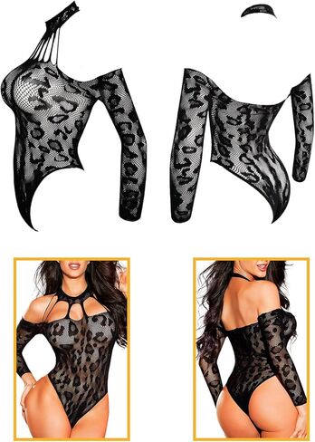 FasiCat Womens Lingerie Sexy Lingerie Set, See Through Mini Dress Fishnet Bodysuits Sexy Nightgowns for Women in Kuwait