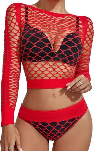Womens Lingerie Set Fishnet Top and Panty Two Piece Babydoll Cover up in Kuwait
