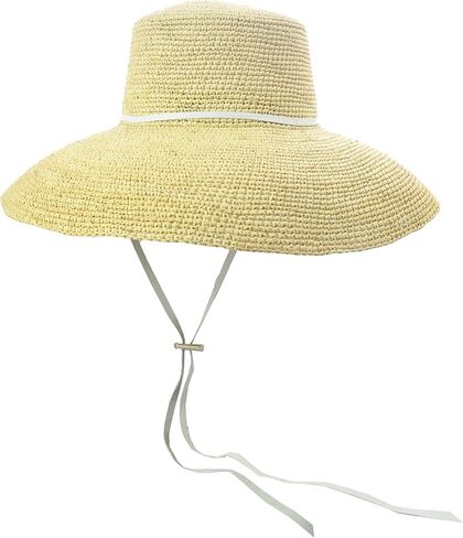 SENSI STUDIO Lampshade Cordovan Crochet Long Brim Hat with Leather Band in Saudi Arabia