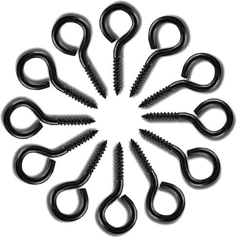 ECKJ 10 قطع من خطافات العين اللولبية مقاس 2.24 بوصة #16 خطافات أكواب معدنية مطلية بالزنك على شكل عين خطافات لولبية ذاتية التنصت، مسمار أسود لنباتات التعليق وزينة عيد الميلاد in Kuwait