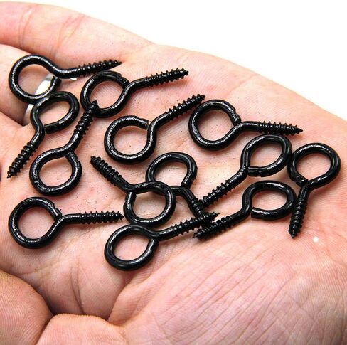 ECKJ خطافات عين لولبية صغيرة 50 قطعة 1.1 بوصة خطاف معدني مطلي بالزنك على شكل عين خطاف برغي ذاتي التنصت على شكل حلقة خطاف دائري أسود لتعليق المجوهرات والحرف اليدوية والحلي وفلين النبيذ بنفسك in Kuwait