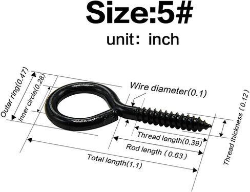 ECKJ خطافات عين لولبية صغيرة 50 قطعة 1.1 بوصة خطاف معدني مطلي بالزنك على شكل عين خطاف برغي ذاتي التنصت على شكل حلقة خطاف دائري أسود لتعليق المجوهرات والحرف اليدوية والحلي وفلين النبيذ بنفسك in Kuwait