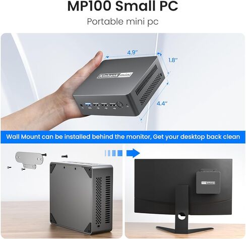 كمبيوتر صغير Intel N100 (يصل إلى 3.4 جيجا هرتز) كمبيوتر صغير Windows 11، كمبيوتر صغير 8 جيجا DDR5 256 جيجا SSD، مدمج في 60,000+ لعبة، شاشة 4K مزدوجة/WiFi 5/BT 4.2/500G كمبيوتر مكتبي صغير HDD خارجي للمكتب المنزلي in Kuwait
