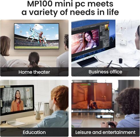 كمبيوتر صغير Intel N100 (يصل إلى 3.4 جيجا هرتز) كمبيوتر صغير Windows 11، كمبيوتر صغير 8 جيجا DDR5 256 جيجا SSD، مدمج في 60,000+ لعبة، شاشة 4K مزدوجة/WiFi 5/BT 4.2/500G كمبيوتر مكتبي صغير HDD خارجي للمكتب المنزلي in Kuwait