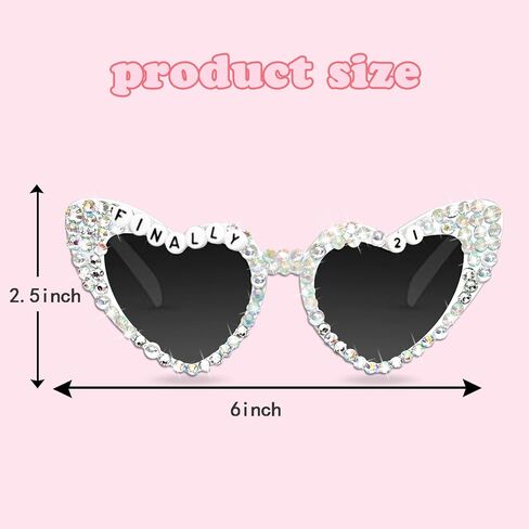 Topfunyy 21st Birthday Sunglasses - White Finally 21 Shiny Bling Diamond Pearl Glasses for Girls 21st Birthday Party Supplies in Saudi Arabia