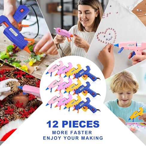 Newwiee 12 Pcs Glue Gun Mini for Arts Crafts Hot Glue Guns for Kids Hot Melt Arts Craft DIY Glue Gun for Crafts School DIY Arts Home Quick Repairs, Multicolor (Blue, Orange, Pink, Light Pink) in Saudi Arabia