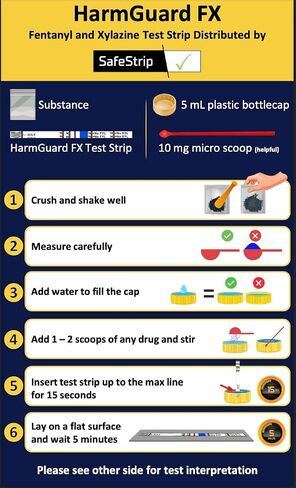 HarmGuard FX 2 in 1 Fentanyl/Xylazine Test Strip - 2 Pack with Scoop - Easy to Read Instructions - Fast Results - Test Liquids, Powders for Fetnanyl and Xylazine with 1 Strip in Saudi Arabia