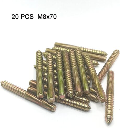 Haozheng Hanger Bolt M8x40 مزدوج الرأس بولت برغي ذاتي التنصت للأثاث 20 قطعة برونزية in Kuwait